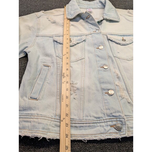 No Boundaries Denim NWT New Jacket Size L Pockets Button Up Collar Light Wash - Picture 5 of 8